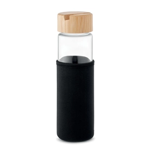 Bouteille en verre 600 ml avec bouchon support de téléphone en bambou personnalisable