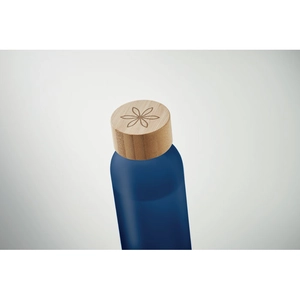 Bouteille en verre avec finition givrée et couvercle en bambou personnalisable
