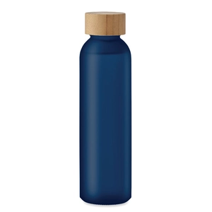 Bouteille en verre avec finition givrée et couvercle en bambou personnalisable