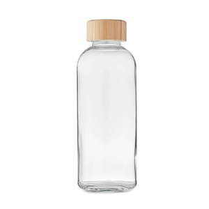 Bouteille en verre borosilicate 650 ml avec bouchon bambou personnalisable