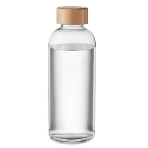 Bouteille en verre borosilicate 650 ml avec bouchon bambou personnalisable