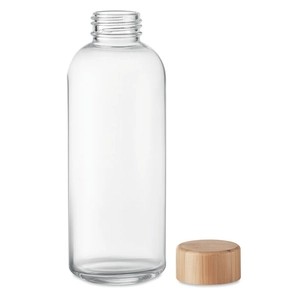 Bouteille en verre borosilicate 650 ml avec bouchon bambou personnalisable