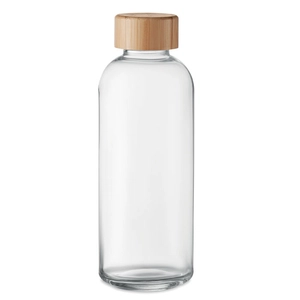 Bouteille en verre borosilicate 650 ml avec bouchon bambou personnalisable