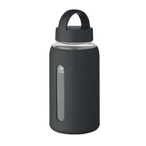 Bouteille en verre borosilicate de haute qualité avec pochette en silicone personnalisable