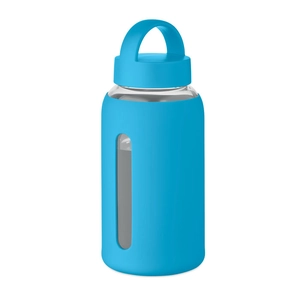 Bouteille en verre borosilicate de haute qualité avec pochette en silicone personnalisable