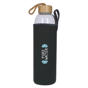 Bouteille en verre et bambou 1 litre personnalisable