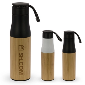 Bouteille isotherme 500 ml avec dragonne - partie bambou personnalisable