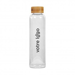 Bouteille PURE 550 ml en verre borosilicate et bambou personnalisable