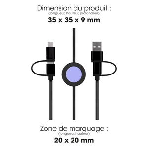 Câble 4 en 1 avec transfert de données - charge ultra rapide personnalisable