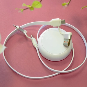 Câble dérouleur 4 en 1 charge rapide 20W en matériaux recyclés blanc personnalisable