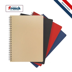 Cahier à spirales A5 Made In France avec couverture en cuir regénéré personnalisable