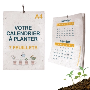 Calendrier A4 en papier de graines, 80g ou 100g, 7 feuillets personnalisable