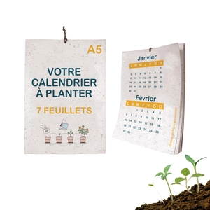 Calendrier A5 en papier de graines, 80g ou 100g, 7 feuillets personnalisable