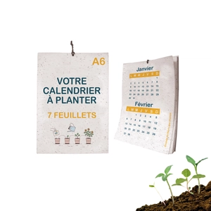 Calendrier A6 en papier de graines, 80g ou 100g, 7 feuillets personnalisable