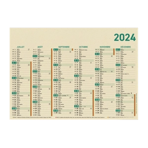 Calendrier bancaire 2024 en canne à sucre - Fabrication France personnalisable