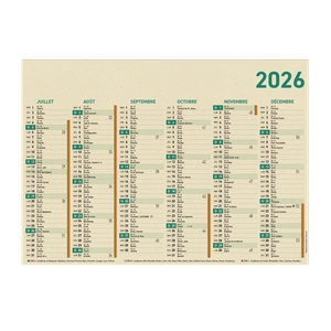 Calendrier bancaire en canne à sucre - Fabrication France personnalisable