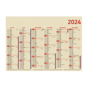 Calendrier bancaire 2024 en canne à sucre - Fabrication France personnalisable