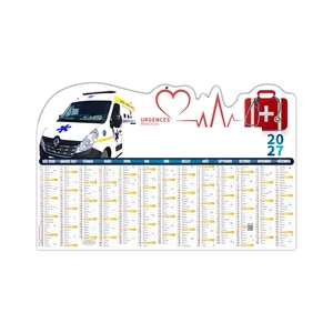 Calendrier bancaire publicitaire 13 mois découpé ou non - véhicule ambulancier