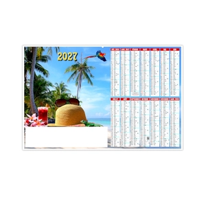 Calendrier bancaire publicitaire 14 mois paradis tropicaux