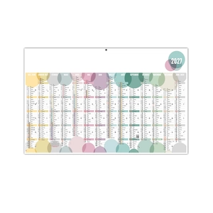 Calendrier bancaire publicitaire aux couleurs douces et dimanches alignés - 14 mois