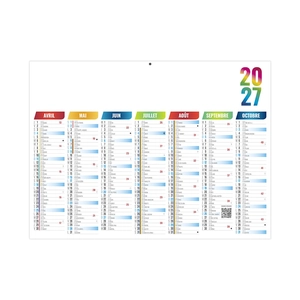 Calendrier bancaire publicitaire aux couleurs vives personnalisable