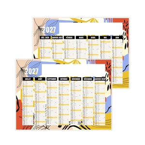 Calendrier bancaire publicitaire graphisme féminin - 7 mois par face personnalisable