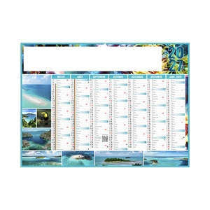 Calendrier bancaire publicitaire îles paradisiaques personnalisable