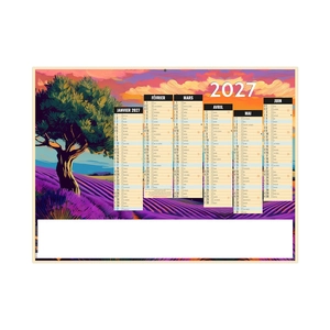 Calendrier bancaire publicitaire illustré 7 mois par face personnalisable