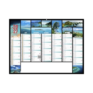 Calendrier bancaire publicitaire paradis tropicaux personnalisable