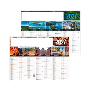 Calendrier bancaire publicitaire paysage du monde