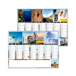 Calendrier bancaire publicitaire thème sport extrême - personnalisable à vos visuels