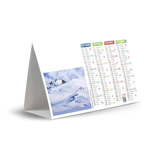 Calendrier chevalet publicitaire de comptoir tryptique Aquarelles personnalisable