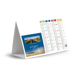 Calendrier chevalet publicitaire de comptoir tryptique Paysages de France personnalisable
