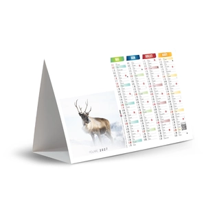 Calendrier chevalet publicitaire de comptoir tryptique Polaires personnalisable