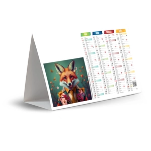 Calendrier chevalet publicitaire de comptoir tryptique Pop'art personnalisable