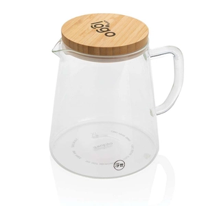 Carafe d'eau 1,2L en verre avec couvercle en bambou personnalisable