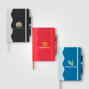 Carnet à motif vagues et stylo - A5 personnalisable