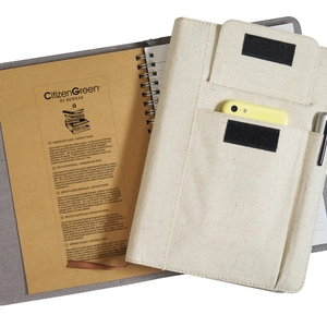 Carnet de notes à spirales A5 avec housse en jute et coton personnalisable