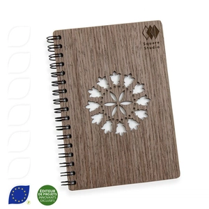 Carnet de notes A6 en bois à spirales - pages certifiées FSC personnalisable