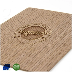 Carte en bois de Merisier 100 x 150 mm - format A6 personnalisable