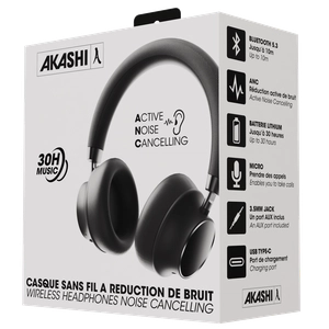Casque à réduction de bruit ANC sans fil noir personnalisable