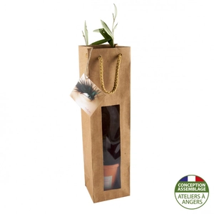 Cep de vigne en pot terre cuite avec sac kraft prestige brun personnalisable