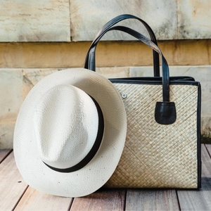 Chapeau de paille BORSALINO blanc avec bandeau personnalisable