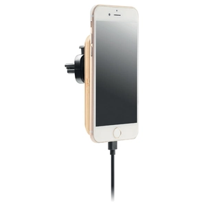 Chargeur sans fil en bambou 15W avec support téléphone pour voiture personnalisable