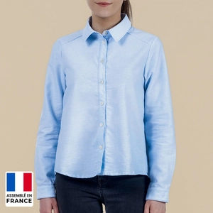 Chemise femme Oxford unie coupée et confectionnée en France personnalisable