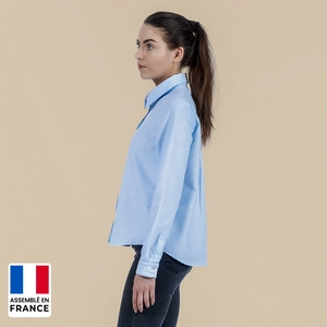 Chemise femme Oxford unie coupée et confectionnée en France personnalisable