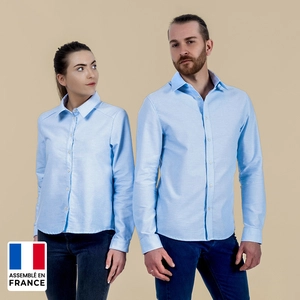 Chemise femme Oxford unie coupée et confectionnée en France personnalisable