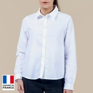 Chemise femme Oxford unie coupée et confectionnée en France personnalisable