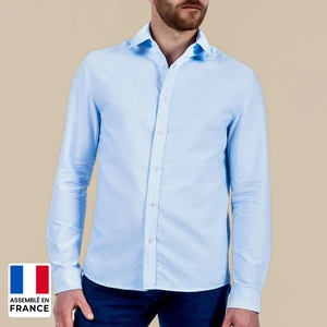 Chemise homme Oxford unie coupée et confectionnée en France personnalisable