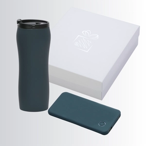 Coffret avec mug isotherme 450 ml et powerbank 4000 mAh personnalisable